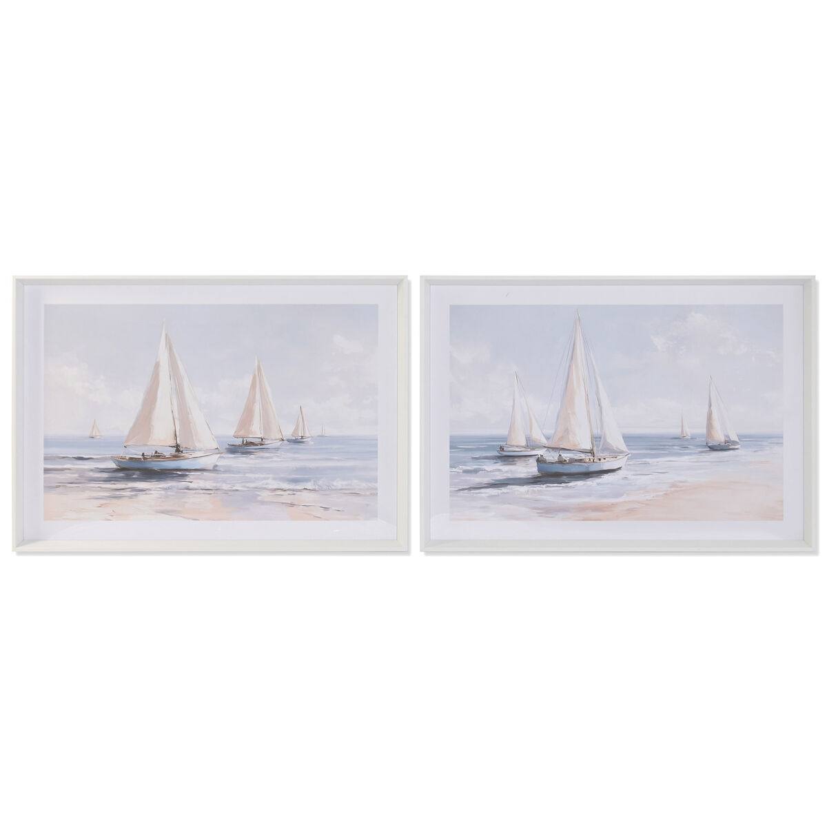 Schilderij Home ESPRIT Blauw Jacht Mediterrane 100 x 2,5 x 70 cm (2 Stuks)
