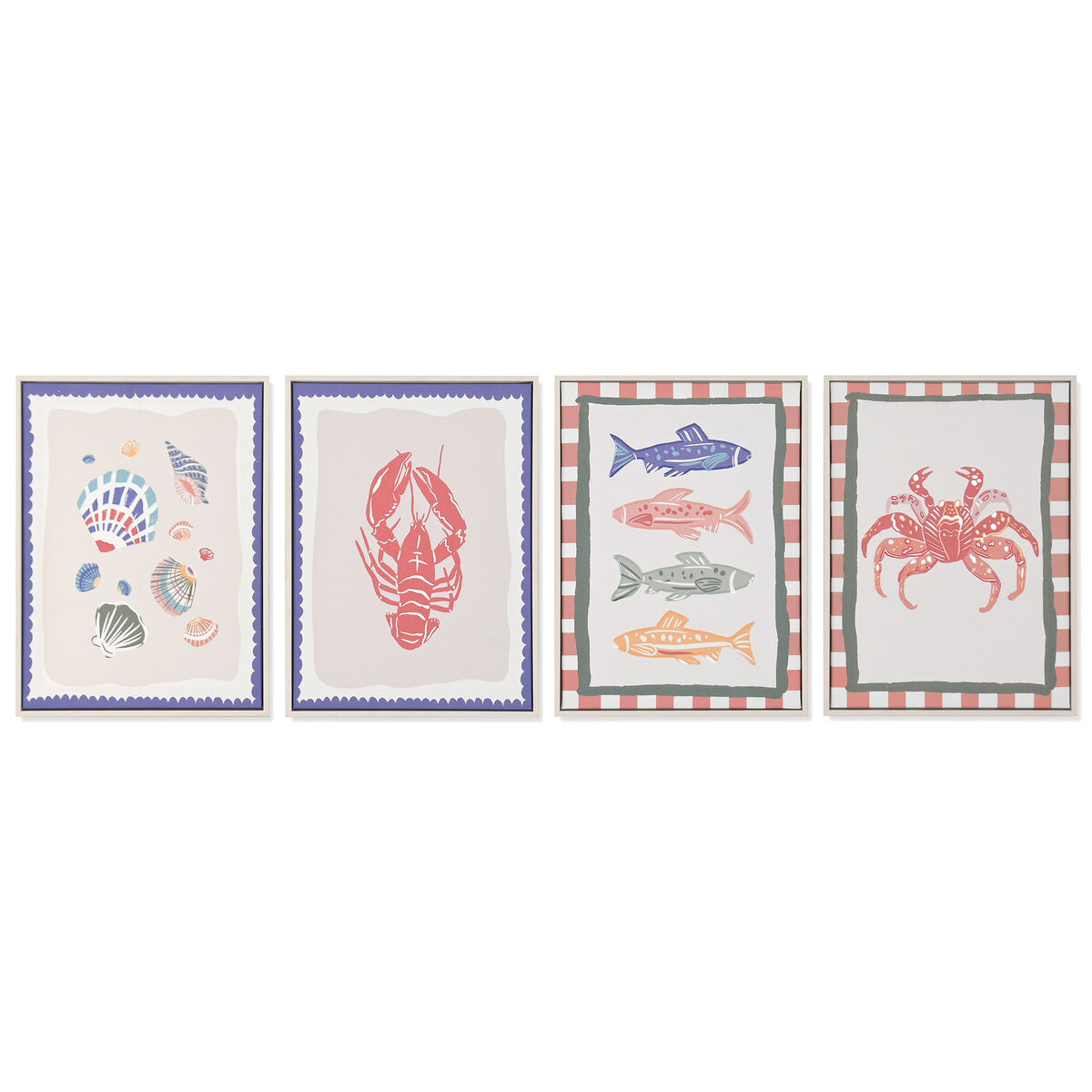 Schilderij Home ESPRIT Gouden Modern Mediterrane 30 x 2,5 x 40 cm (4 Stuks)