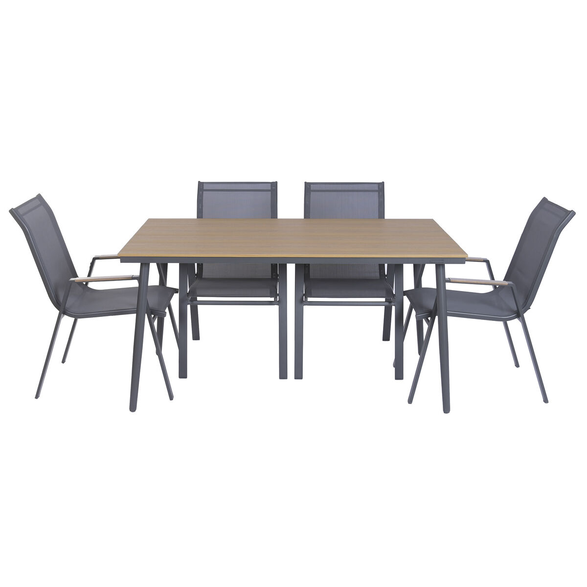 Tafel met zes stoelen Home ESPRIT Bruin Donker grijs 150 X 90 X 73 CM