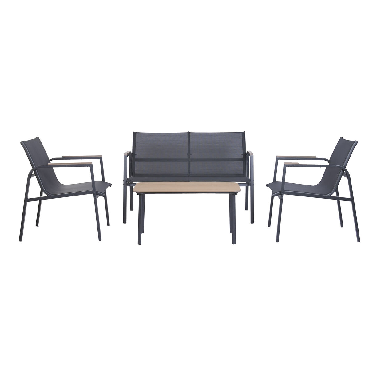 Tuinbank Home ESPRIT Zwart Donker grijs 119 X 70 X 64 CM