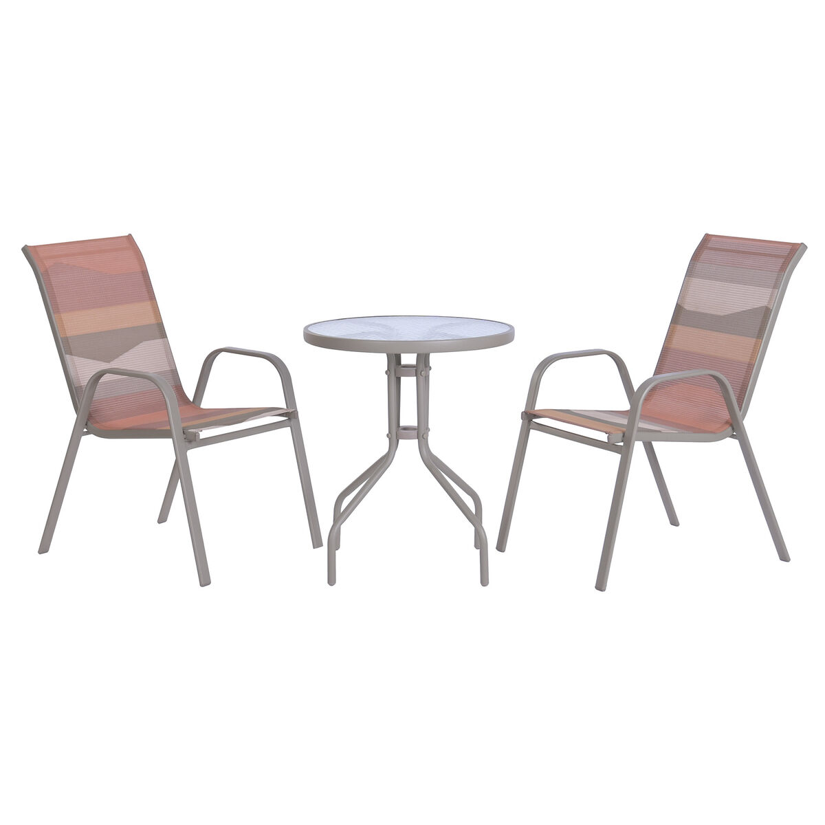 Tafel met twee stoelen Home ESPRIT Groen Multicolour Kristal Staal 60 x 60 x 70 cm
