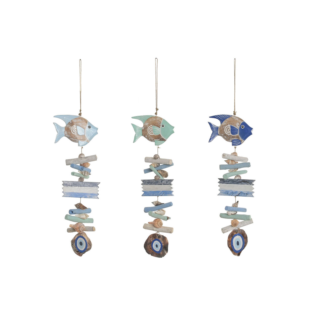 Ophangdecoratie Home ESPRIT Blauw Wit Hemelsblauw Marineblauw Mediterrane (3 Stuks)