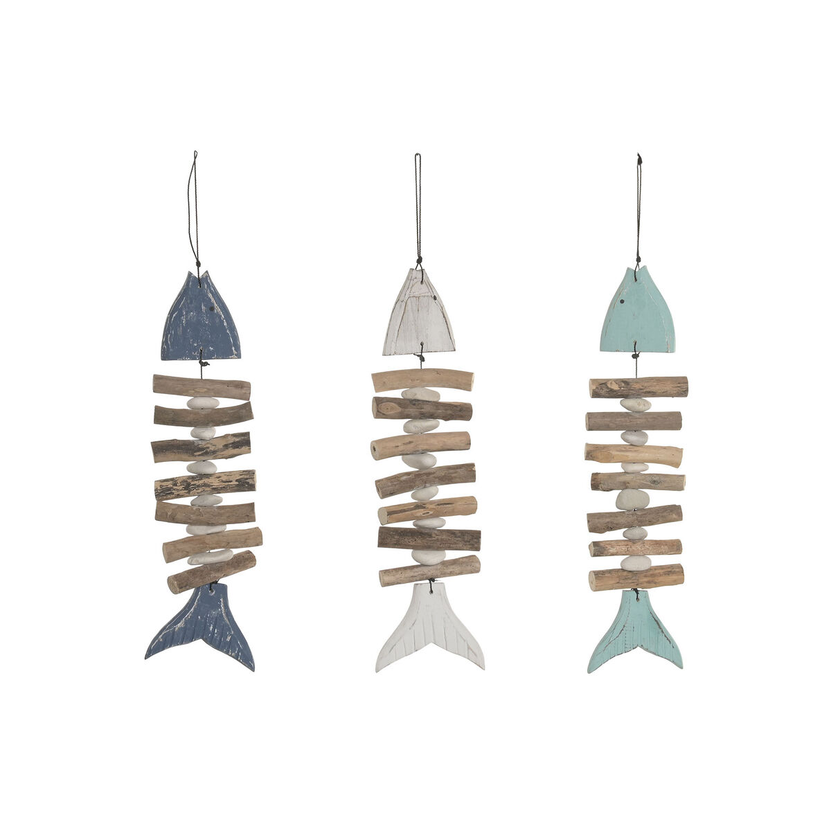 Ophangdecoratie Home ESPRIT Blauw Wit Marineblauw Mediterrane (3 Stuks)