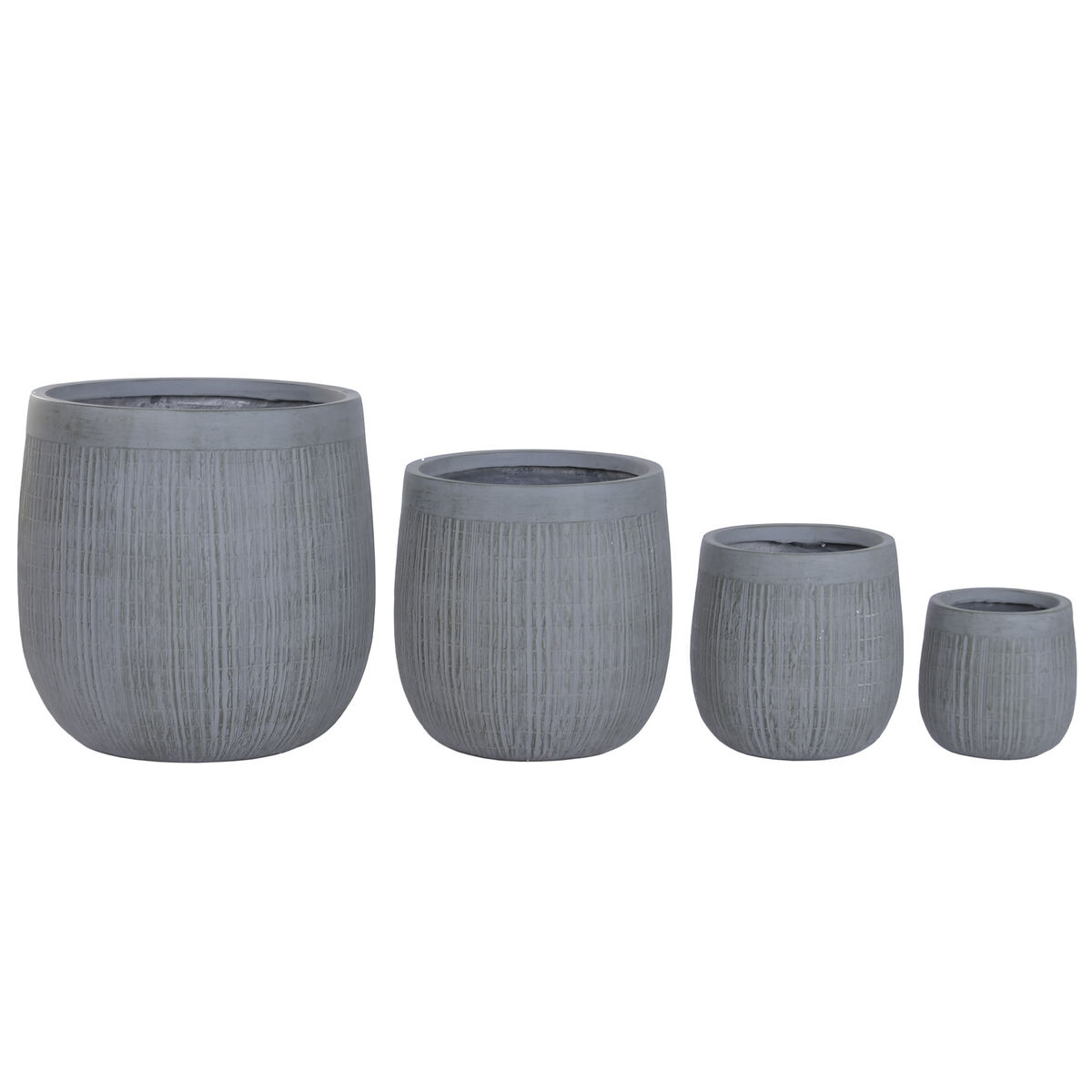 Plantenbakkenset Home ESPRIT Donker grijs Vezel Magnesium 50 x 50 x 54 cm (4 Stuks)