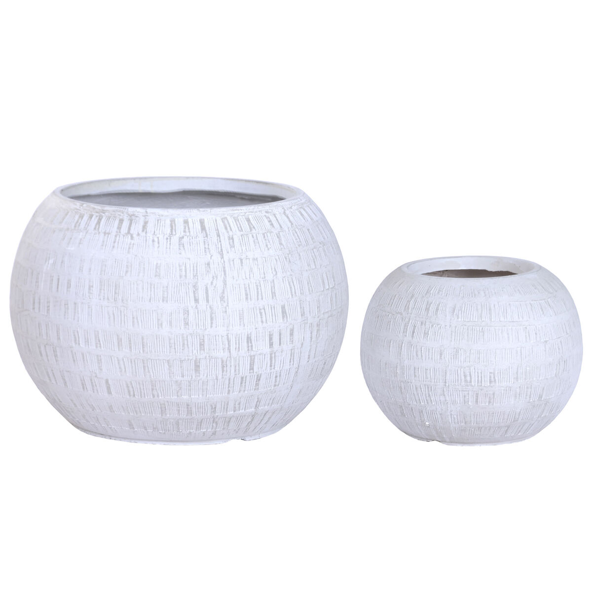 Plantenbakkenset Home ESPRIT Beige Vezel Magnesium 55 x 55 x 38 cm (2 Onderdelen)