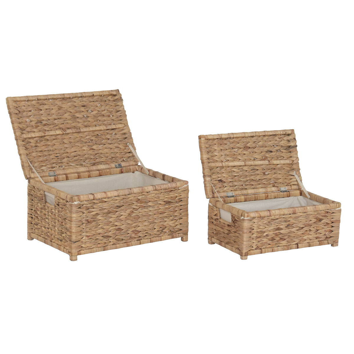Wasmand Home ESPRIT Wit Natuurlijk Hout Waterhyacint Tropisch 60 X 38 X 30 CM (2 Stuks)