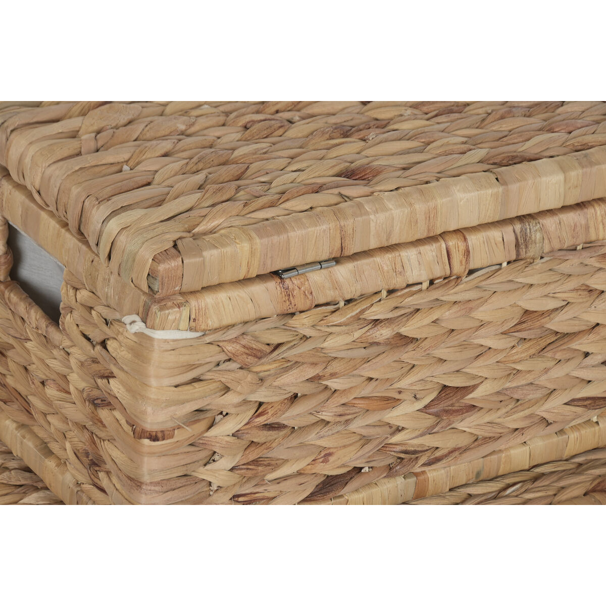 Wasmand Home ESPRIT Wit Natuurlijk Hout Waterhyacint Tropisch 60 X 38 X 30 CM (2 Stuks)
