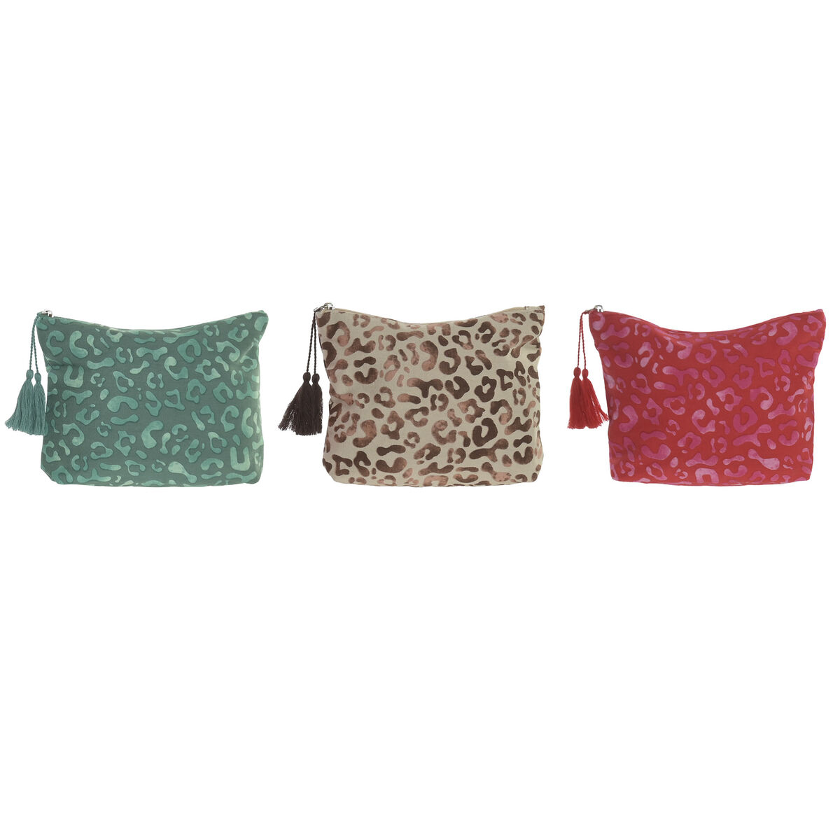 Reistasje Home ESPRIT Bruin Groen Roze Mediterrane 20 x 5 x 25 cm (3 Stuks)