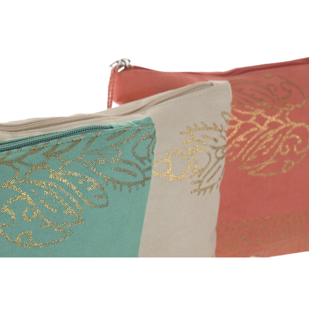 Reistasje Home ESPRIT Groen Beige Gouden Koraal Mediterrane 20 x 5 x 25 cm (3 Stuks)
