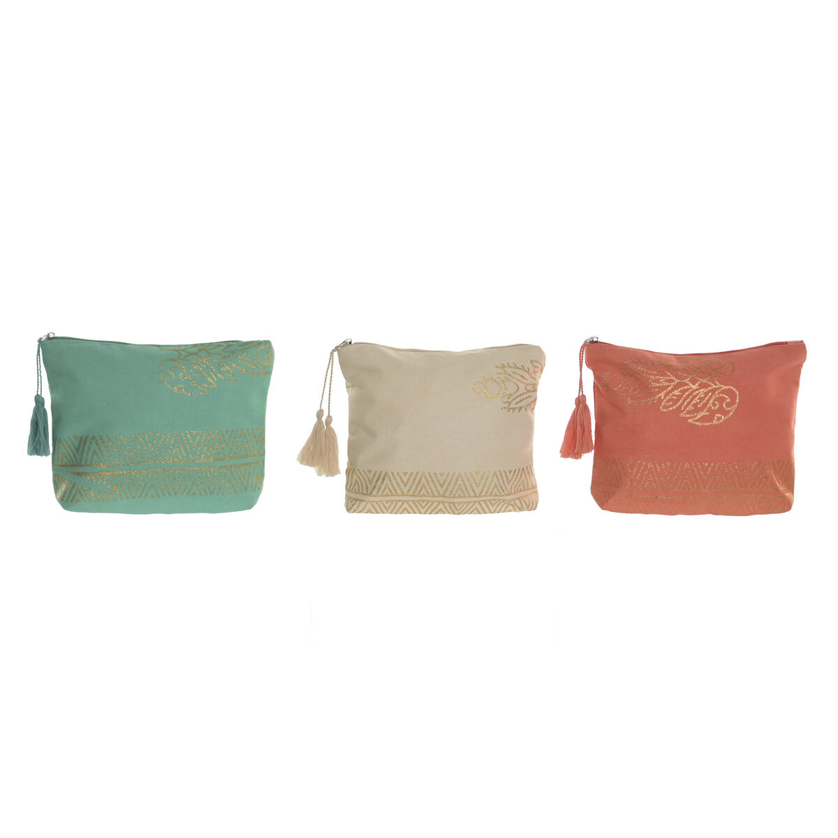 Reistasje Home ESPRIT Groen Beige Gouden Koraal Mediterrane 20 x 5 x 25 cm (3 Stuks)