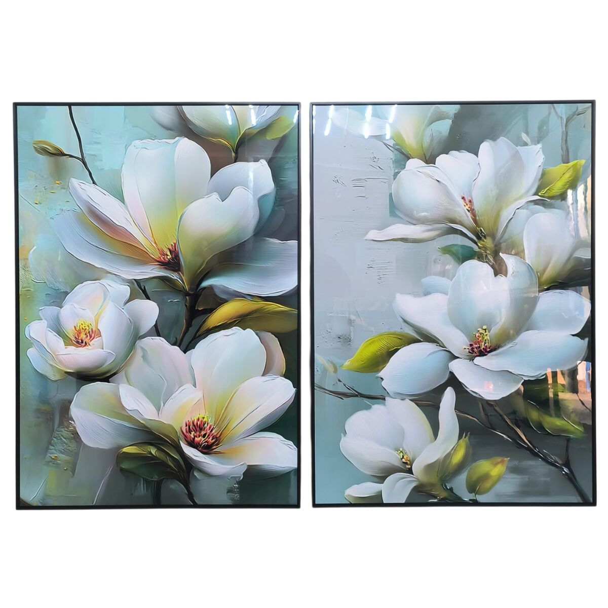 Schilderij Home ESPRIT Wit Groen Shabby Chic 70 x 3,5 x 100 cm (2 Stuks)