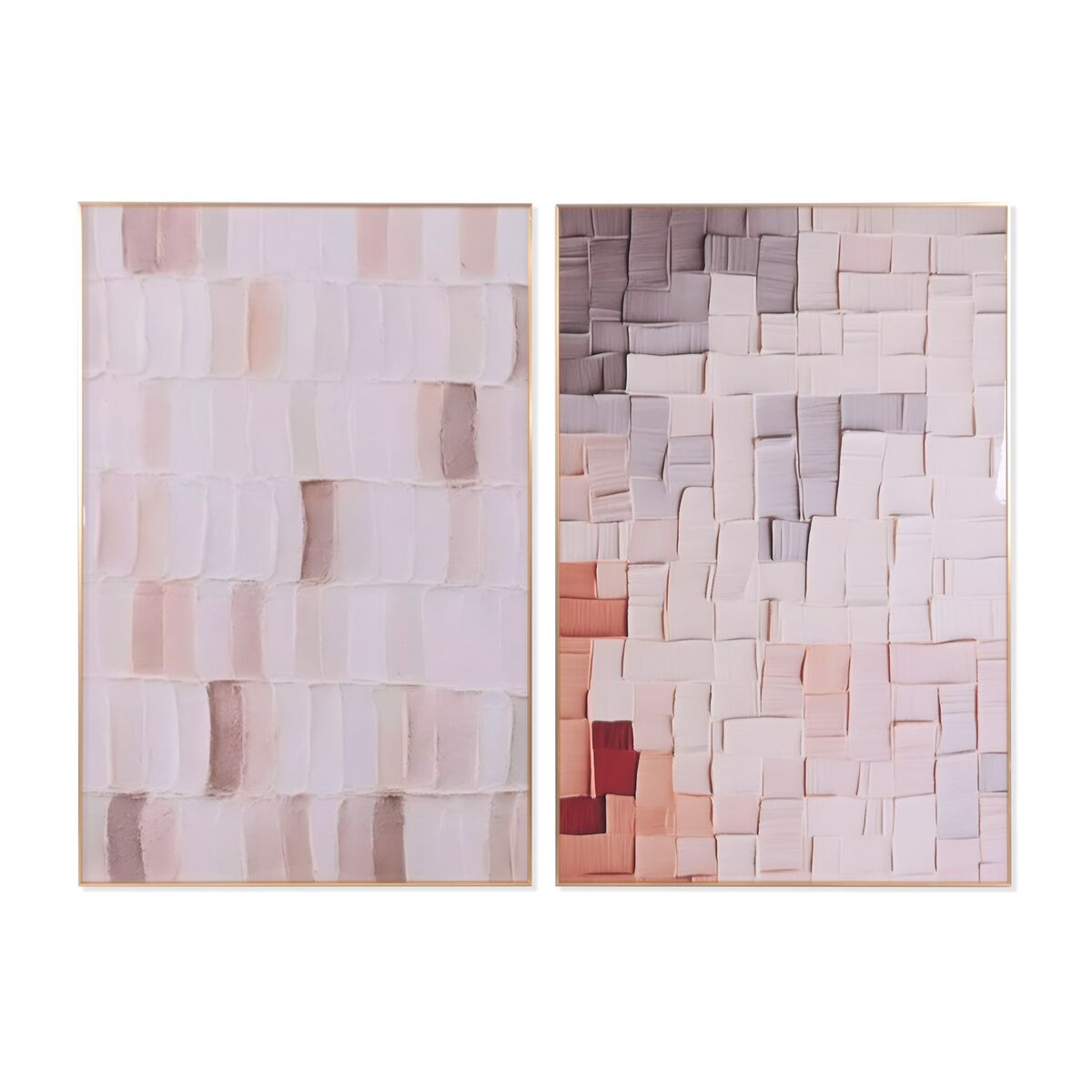 Schilderij Home ESPRIT Beige Abstract Scandinavisch 80 x 3,5 x 120 cm (2 Stuks)