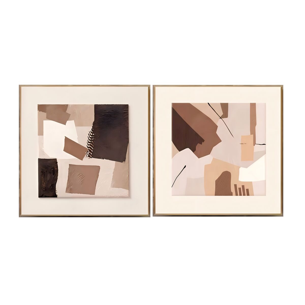 Schilderij Home ESPRIT Bruin Abstract Stads 60 x 3,5 x 60 cm (2 Stuks)