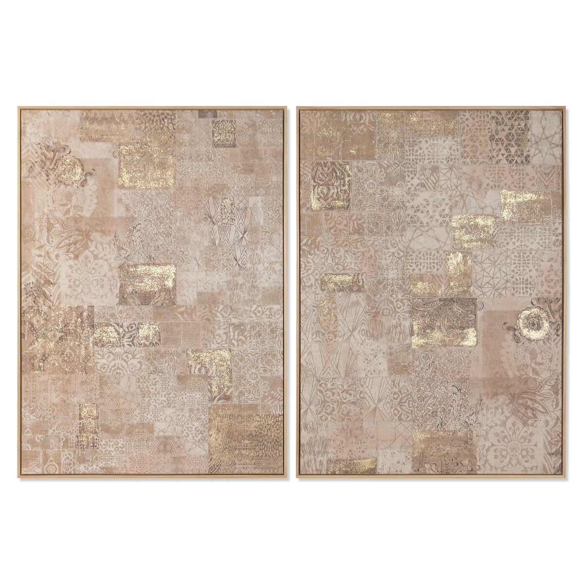 Schilderij Home ESPRIT Bruin Indiaas 103 x 4 x 143 cm (2 Stuks)