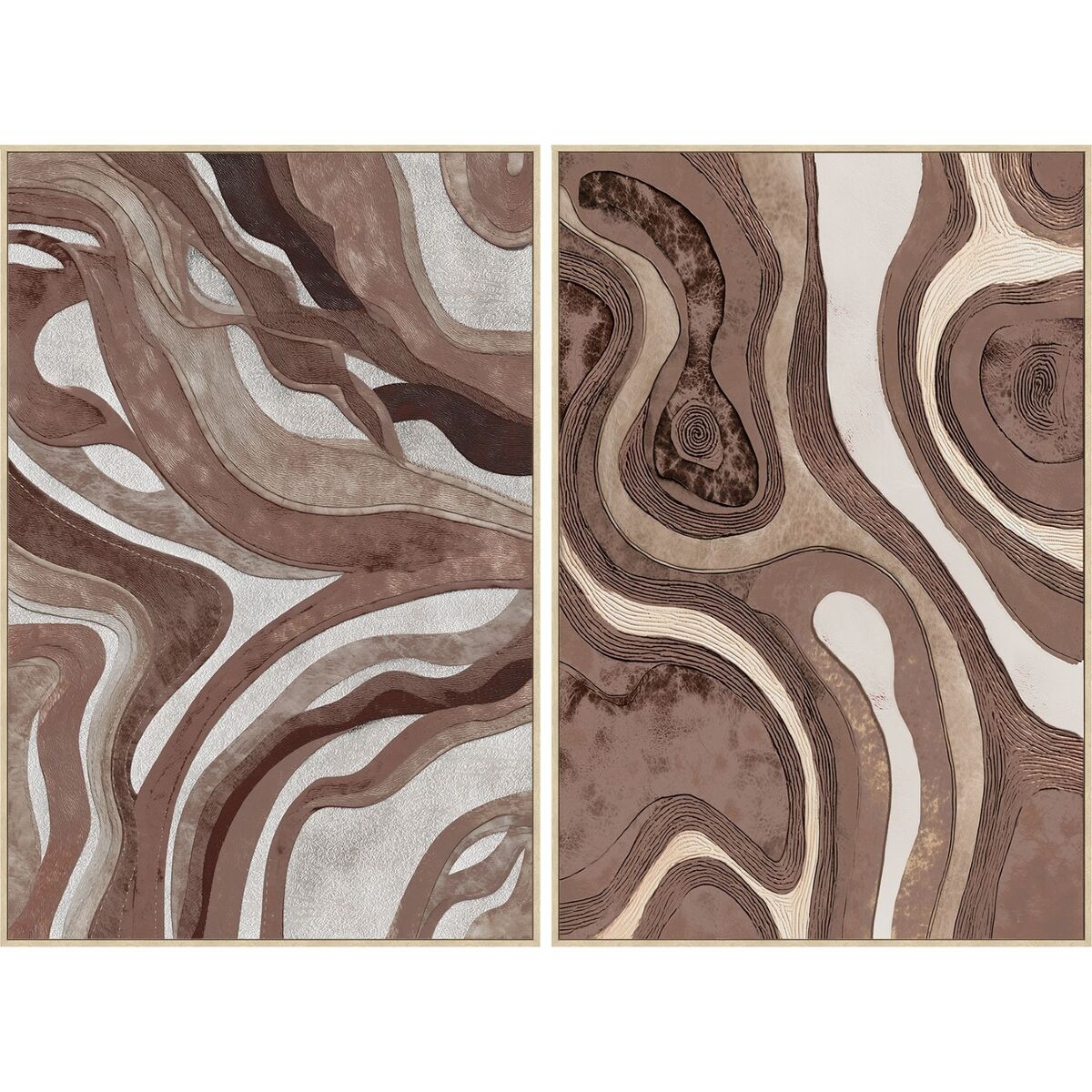 Schilderij Home ESPRIT Bruin Beige Modern Stads 82,5 x 4,5 x 122,5 cm (2 Stuks)