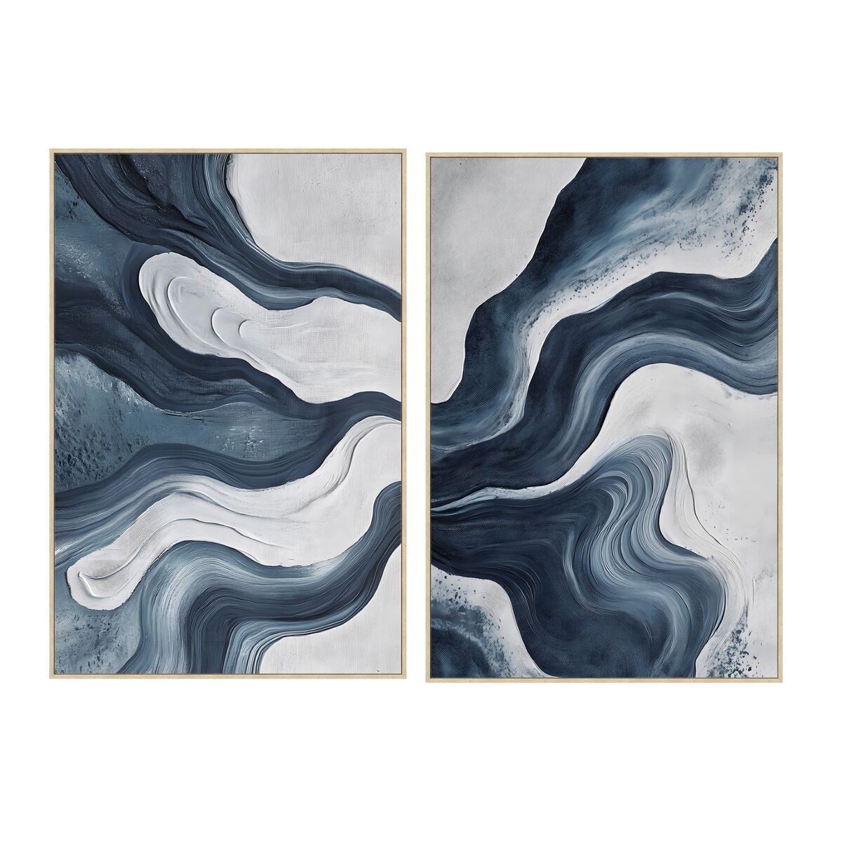 Schilderij Home ESPRIT Blauw Wit Abstract Modern 82,5 x 4,5 x 122,5 cm (2 Stuks)