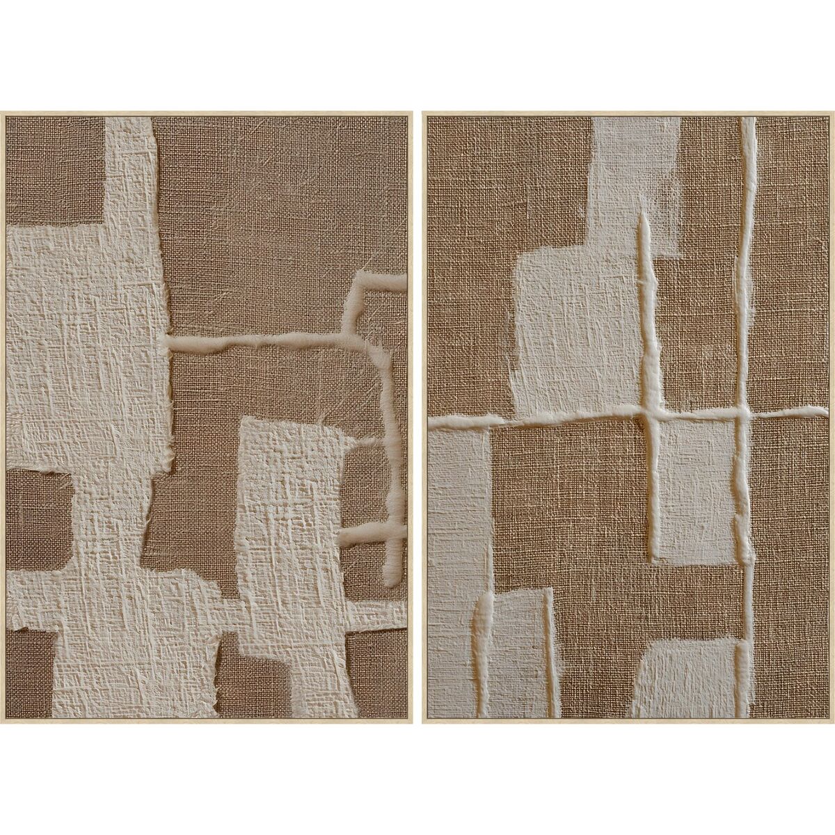Schilderij Home ESPRIT Wit Beige Scandinavisch 82,5 x 4,5 x 122,5 cm (2 Stuks)