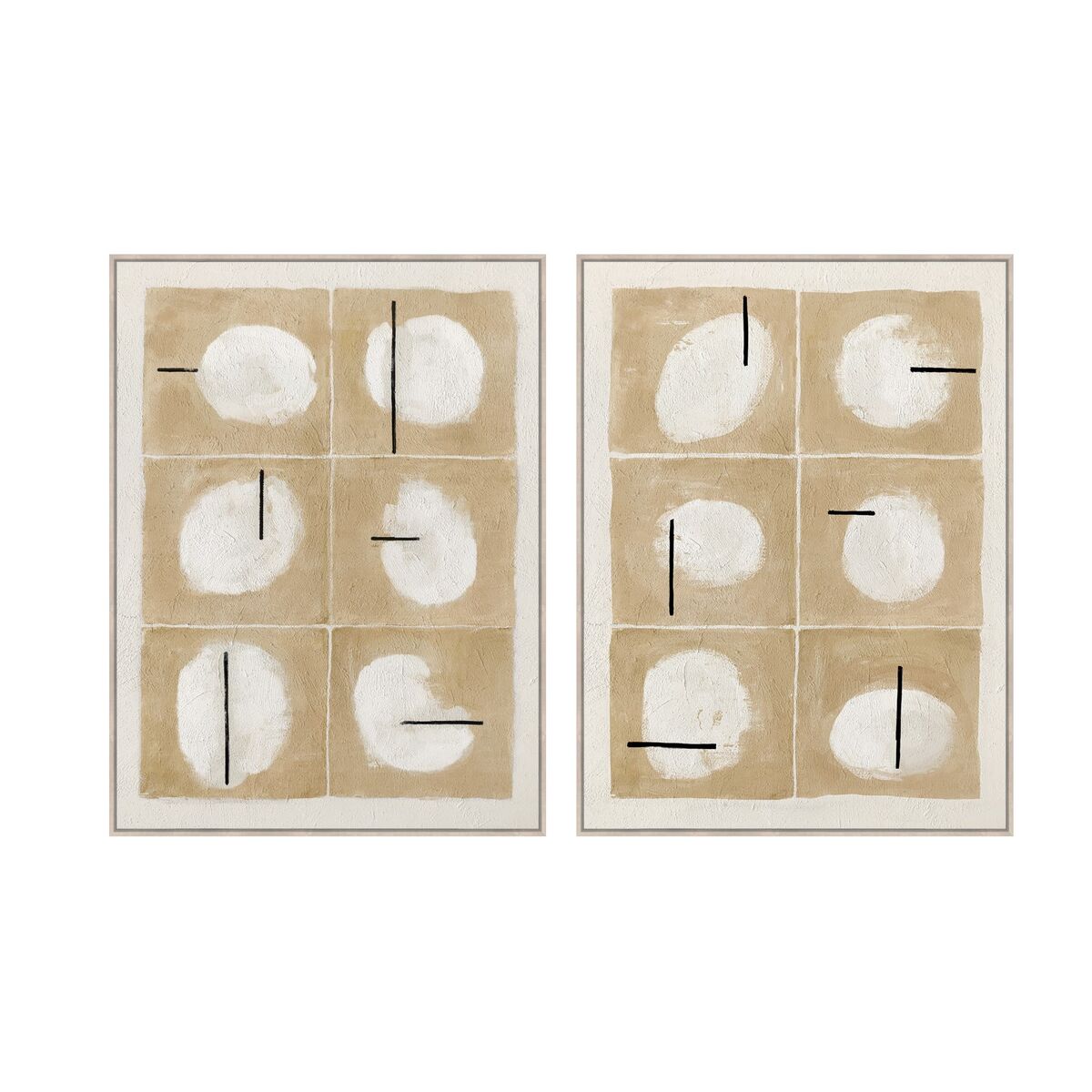 Schilderij Home ESPRIT Wit Zwart Beige Modern Met reliëf Stads 90 x 4 x 120 cm (2 Stuks)