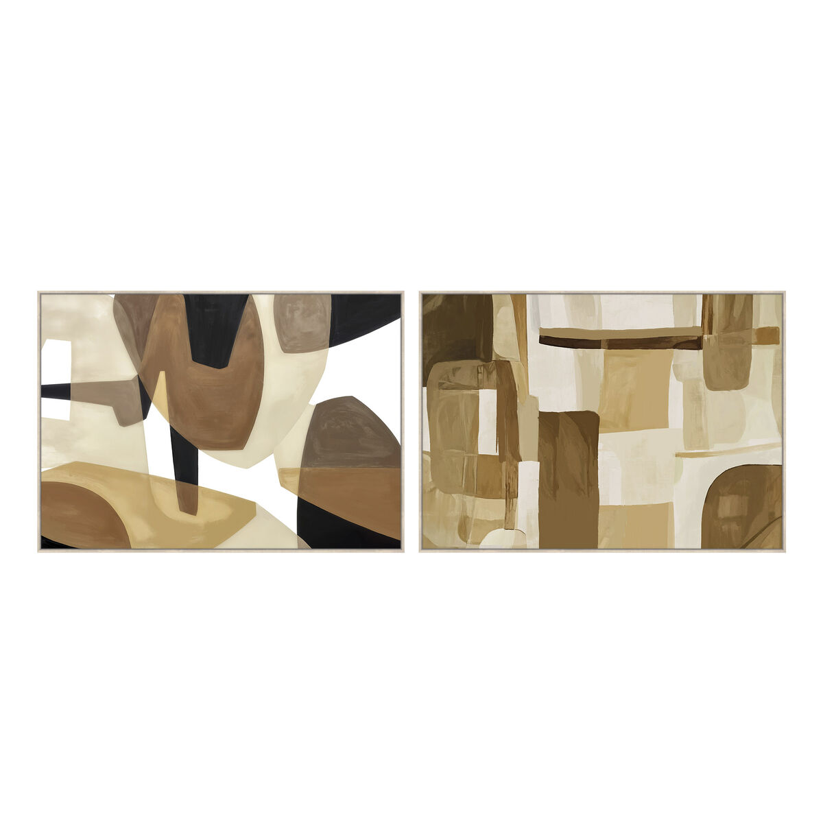 Canvas Home ESPRIT Bruin Beige Abstract Met reliëf Stads 140 x 4 x 100 cm (2 Stuks)