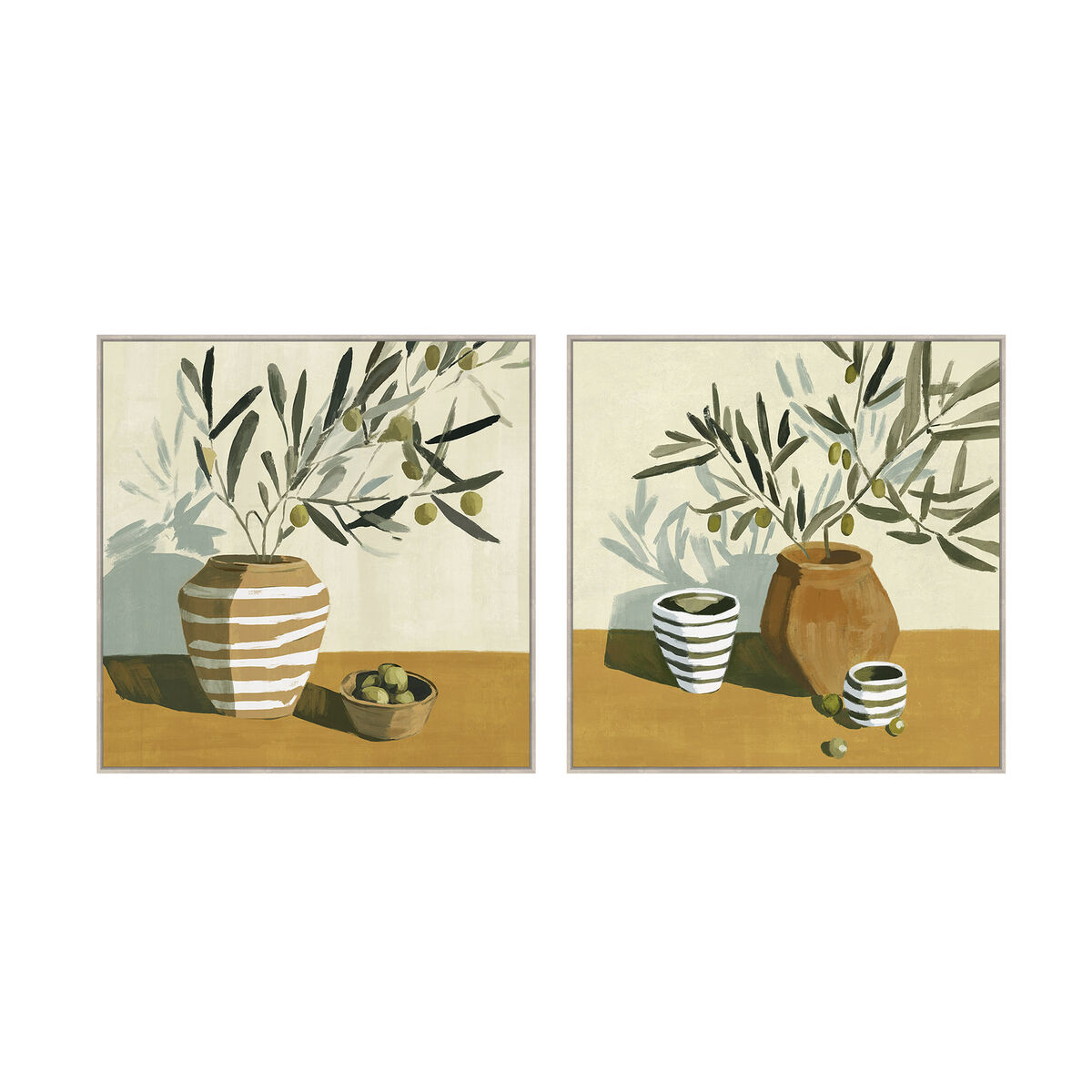 Schilderij Home ESPRIT Groen Beige Mediterrane Met reliëf 100 x 4 x 100 cm (2 Stuks)