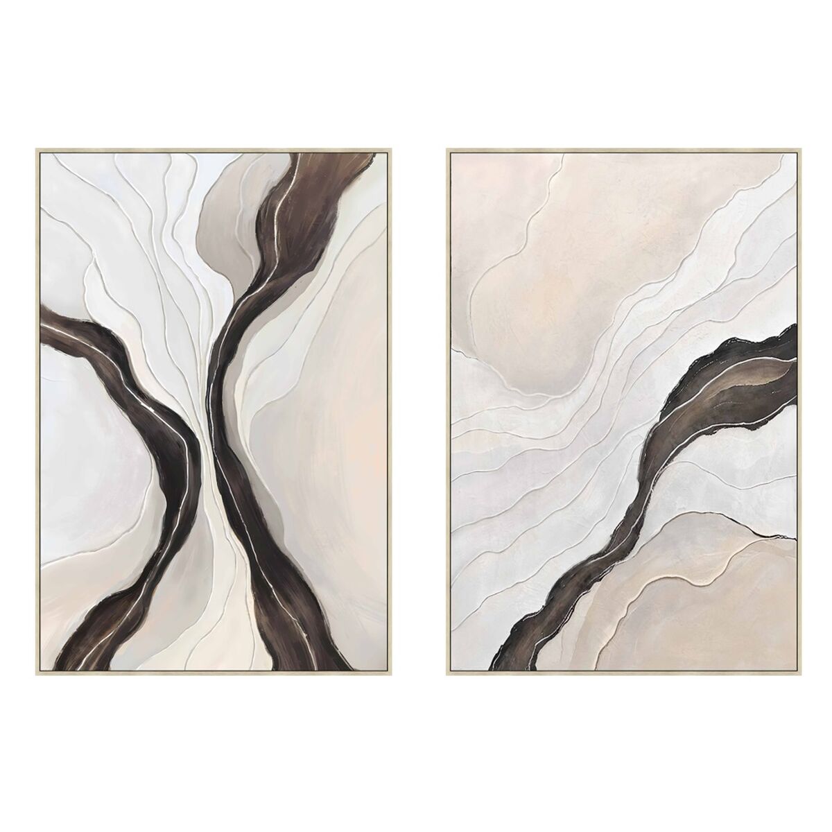 Schilderij Home ESPRIT Zwart Beige Abstract Stads 80 x 3,7 x 120 cm (2 Stuks)