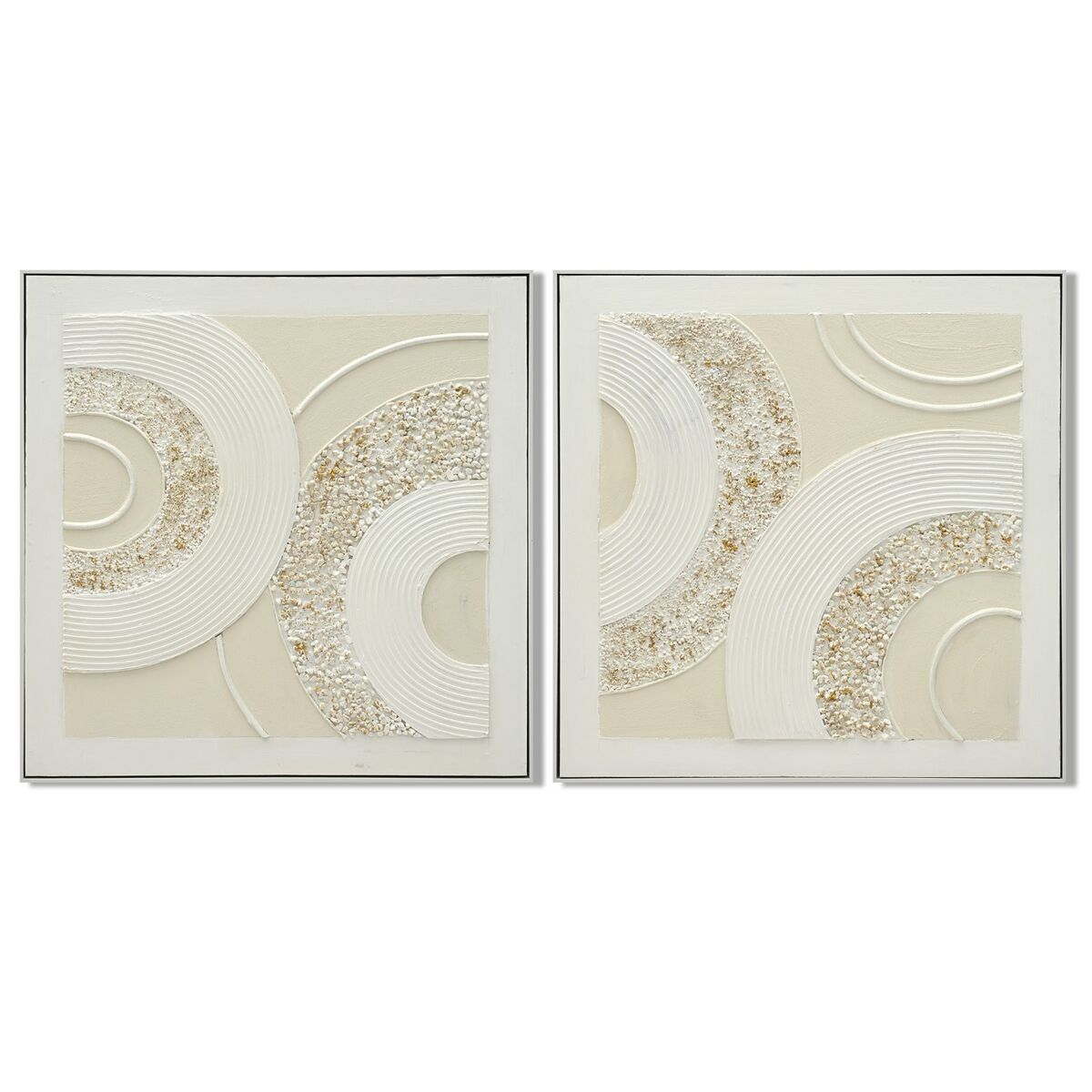 Canvas Home ESPRIT Wit Beige Abstract Scandinavisch 82 x 4,5 x 82 cm (2 Stuks)