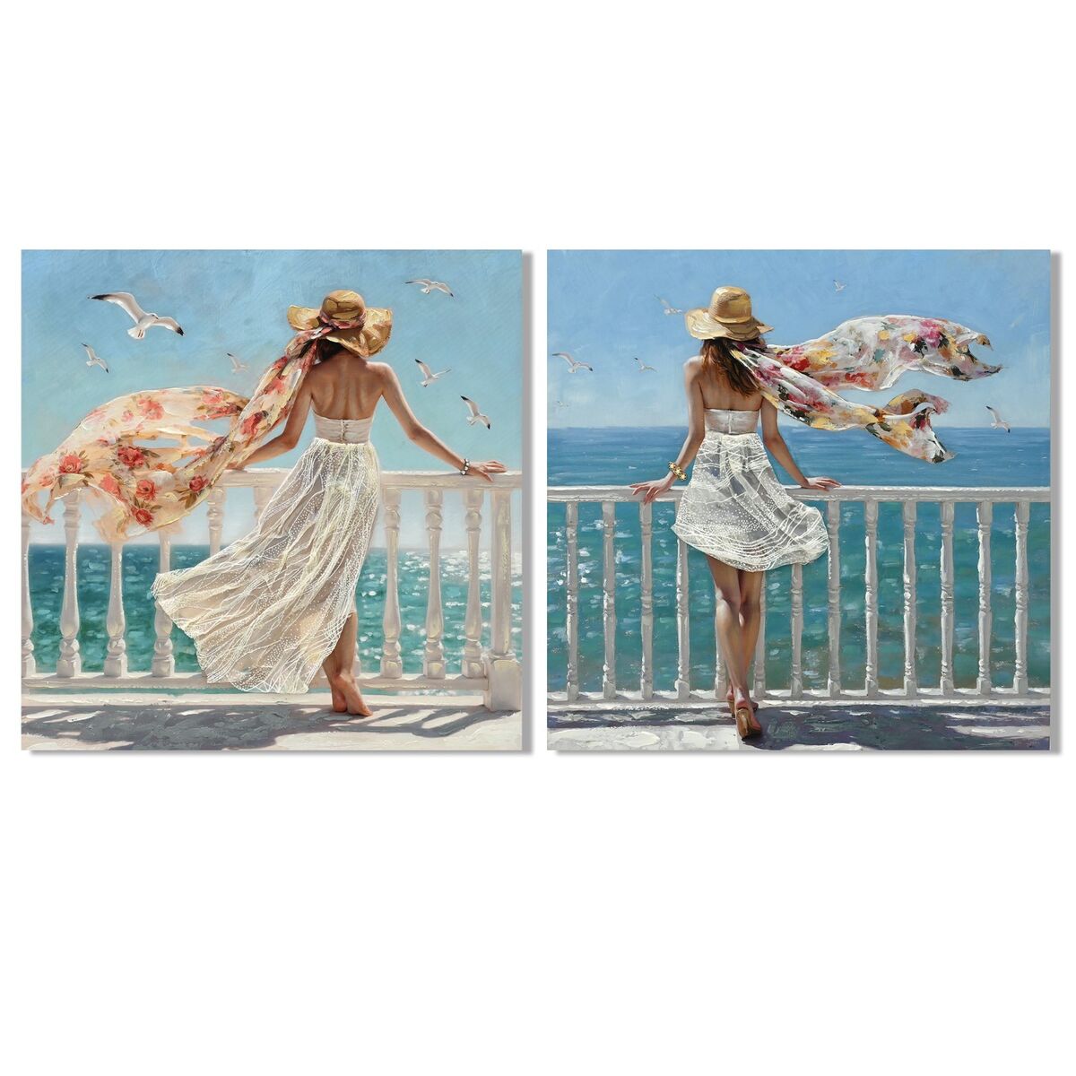 Schilderij Home ESPRIT Blauw Mediterrane 100 x 3 x 100 cm (2 Stuks)