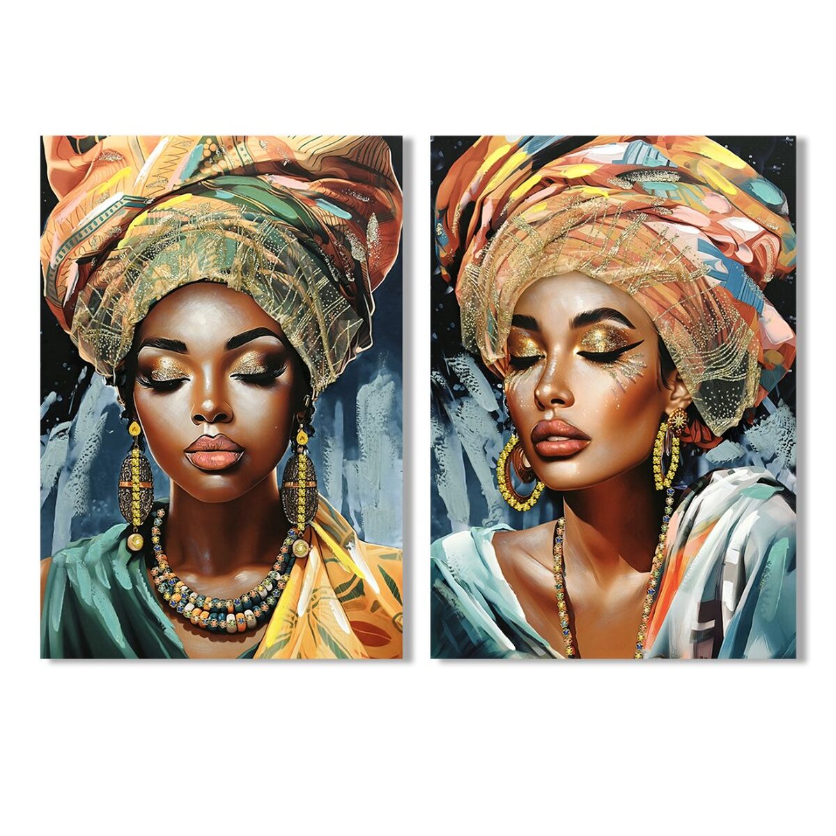 Schilderij Home ESPRIT Koloniaal Afrikaanse 70 x 3 x 100 cm (2 Stuks)