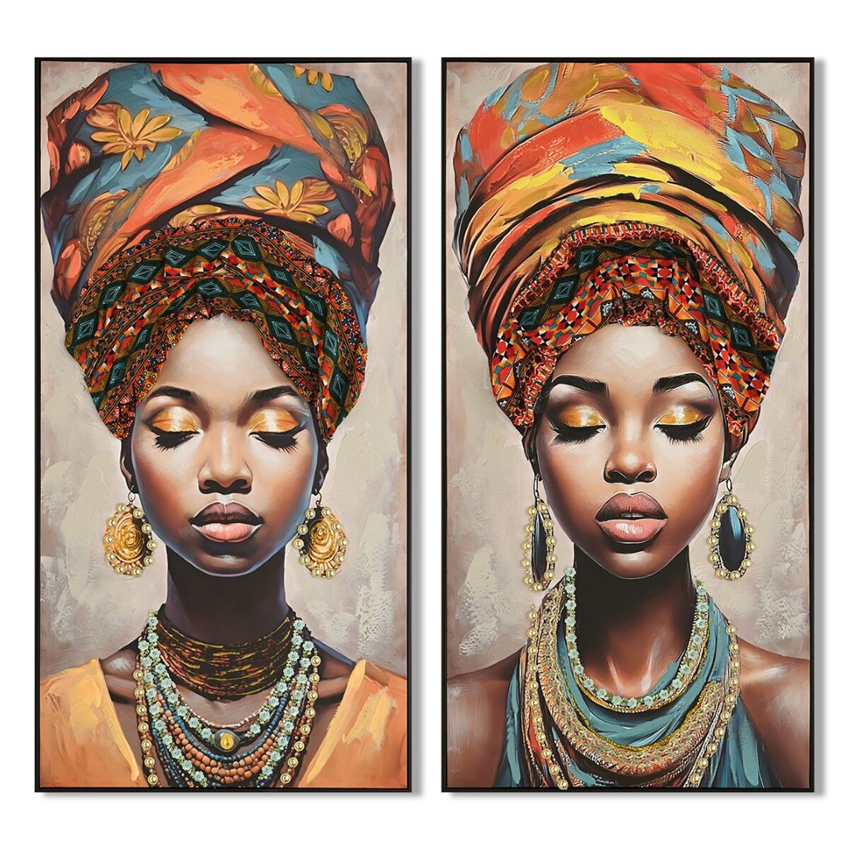 Canvas Home ESPRIT Koloniaal Afrikaanse 62 x 4 x 122 cm (2 Stuks)