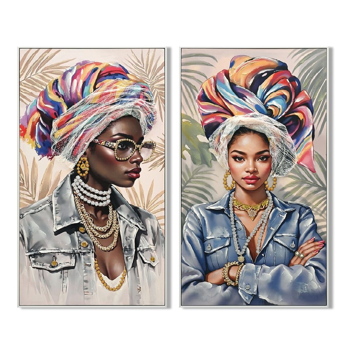 Schilderij Home ESPRIT Afrikaanse Tropisch Coating 62 x 4 x 122 cm (2 Stuks)