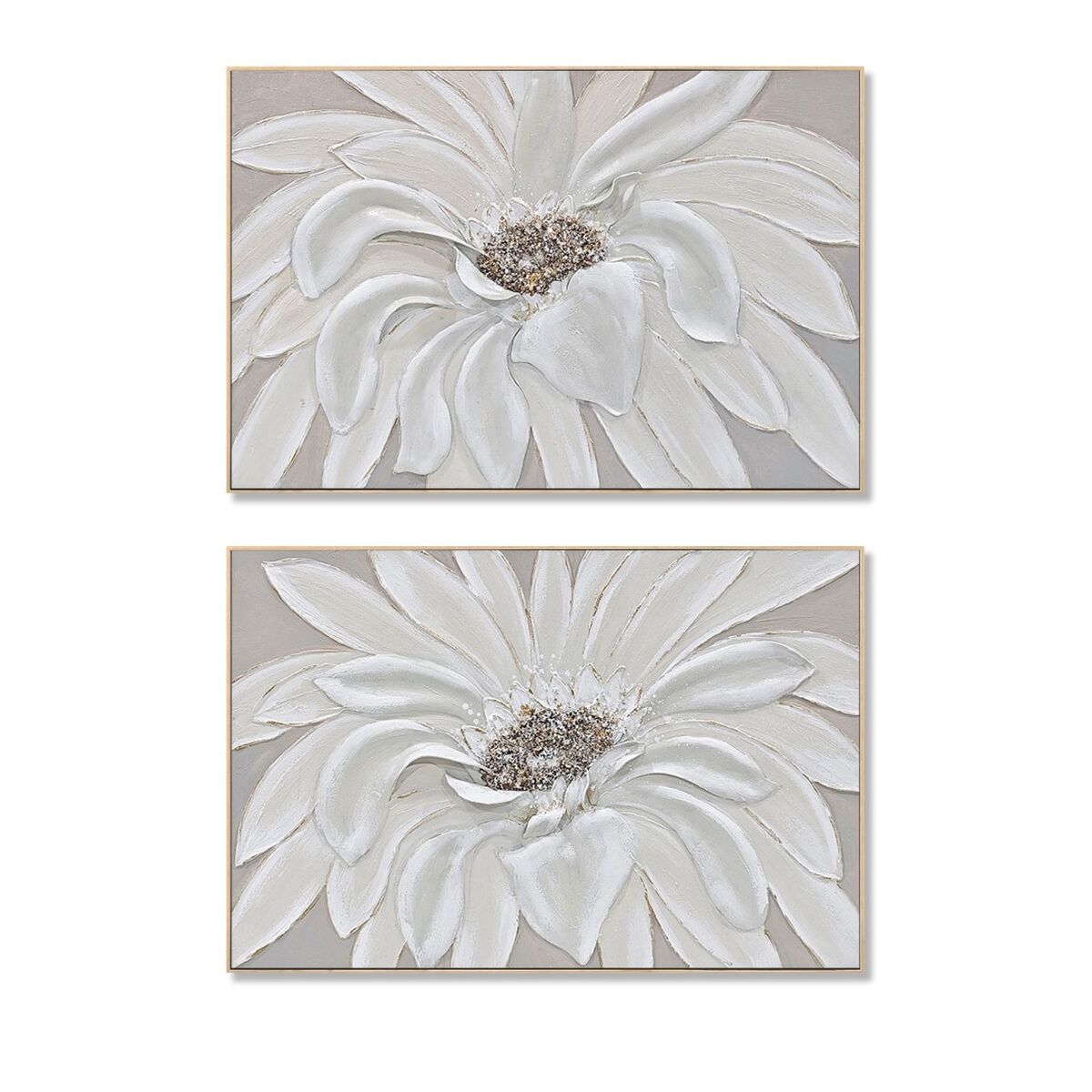 Canvas Home ESPRIT Wit Beige Bloem Shabby Chic (2 Stuks)