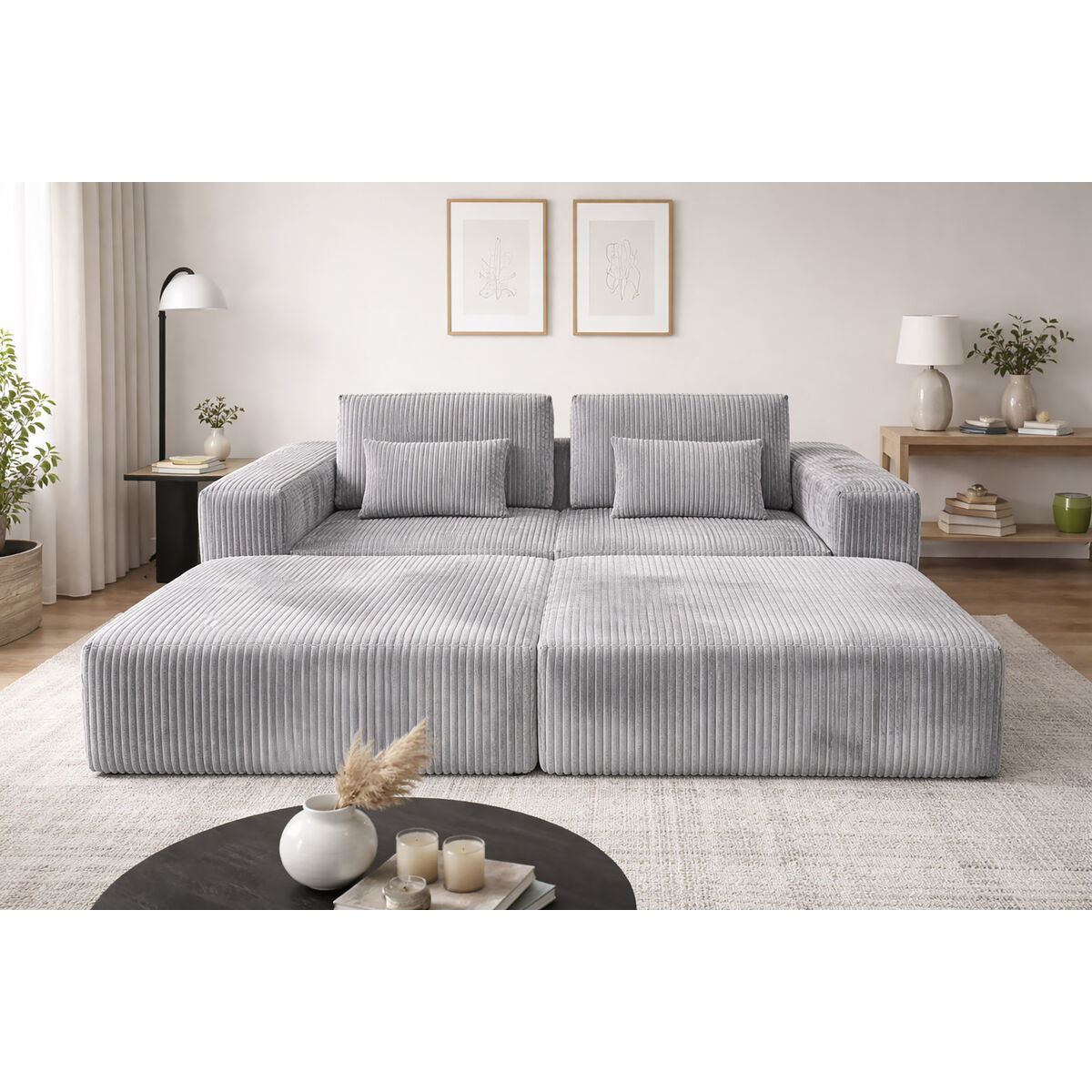 Sofa Home ESPRIT Lichtgrijs Scandi 220 x 158 x 91 cm