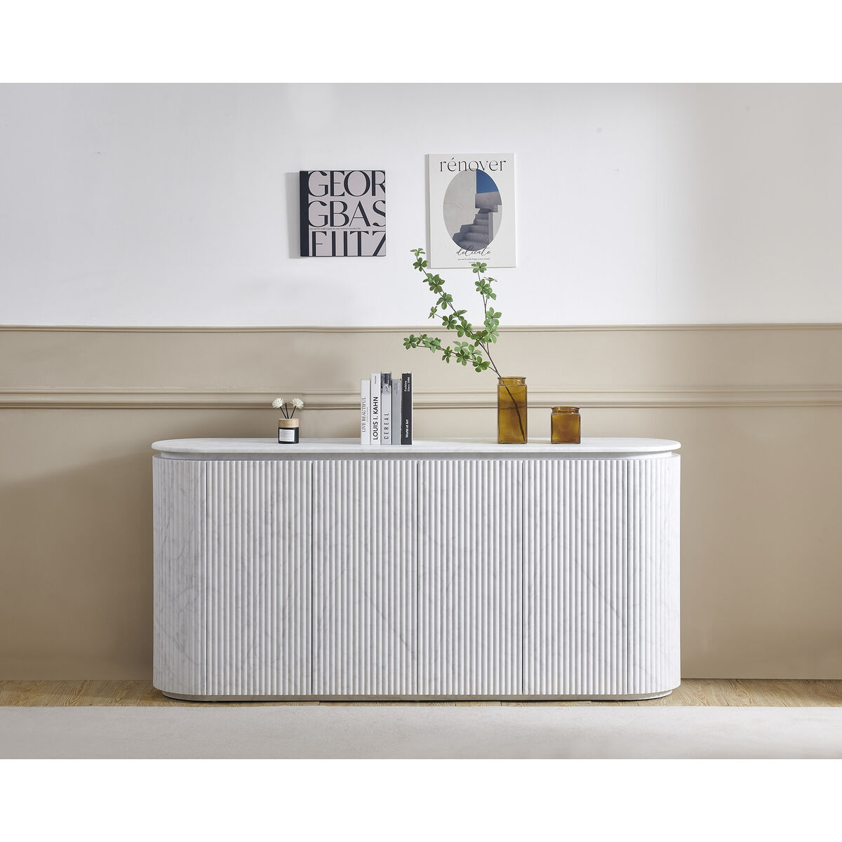 Dressoir Home ESPRIT Wit Graniet Hout MDF 180 x 40 x 85 cm