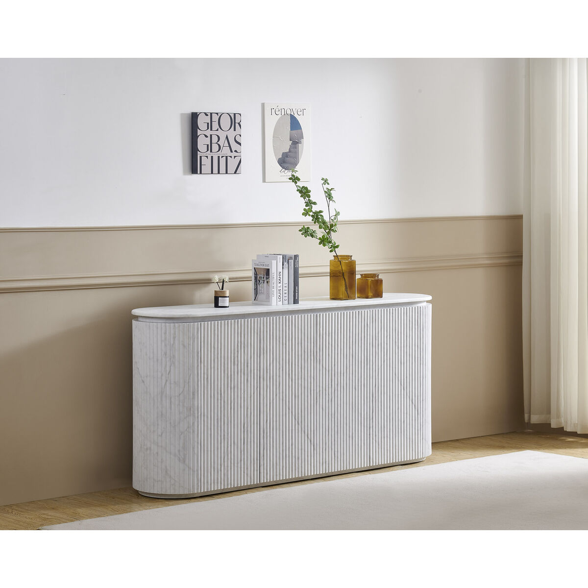Dressoir Home ESPRIT Wit Graniet Hout MDF 180 x 40 x 85 cm