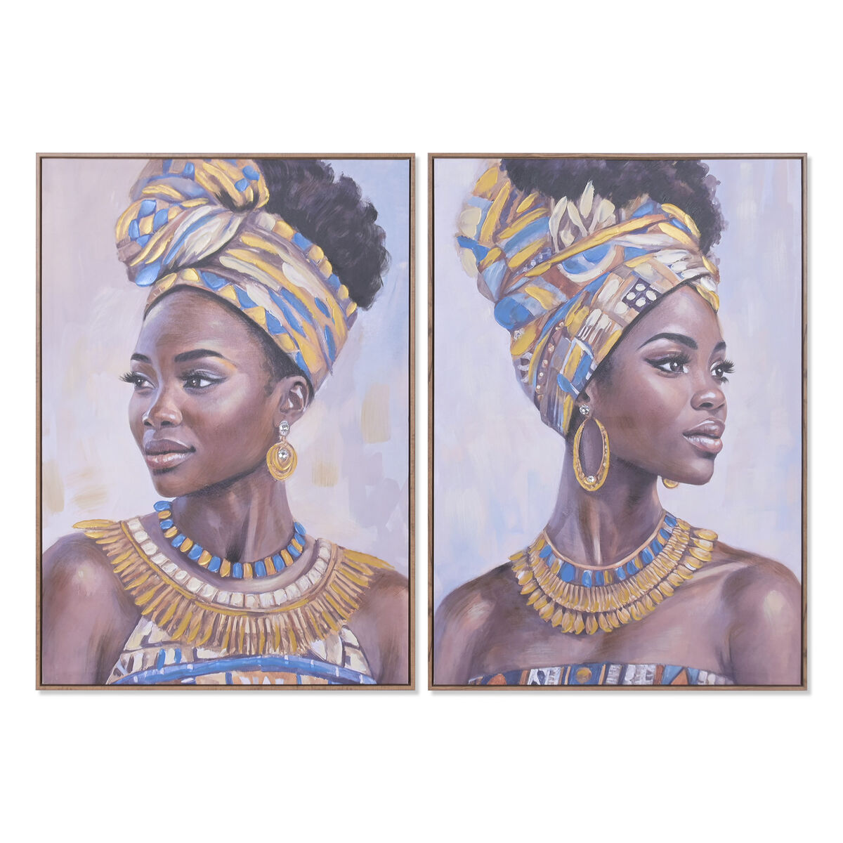 Schilderij Home ESPRIT Koloniaal Afrikaanse 70 x 3,5 x 100 cm (2 Stuks)