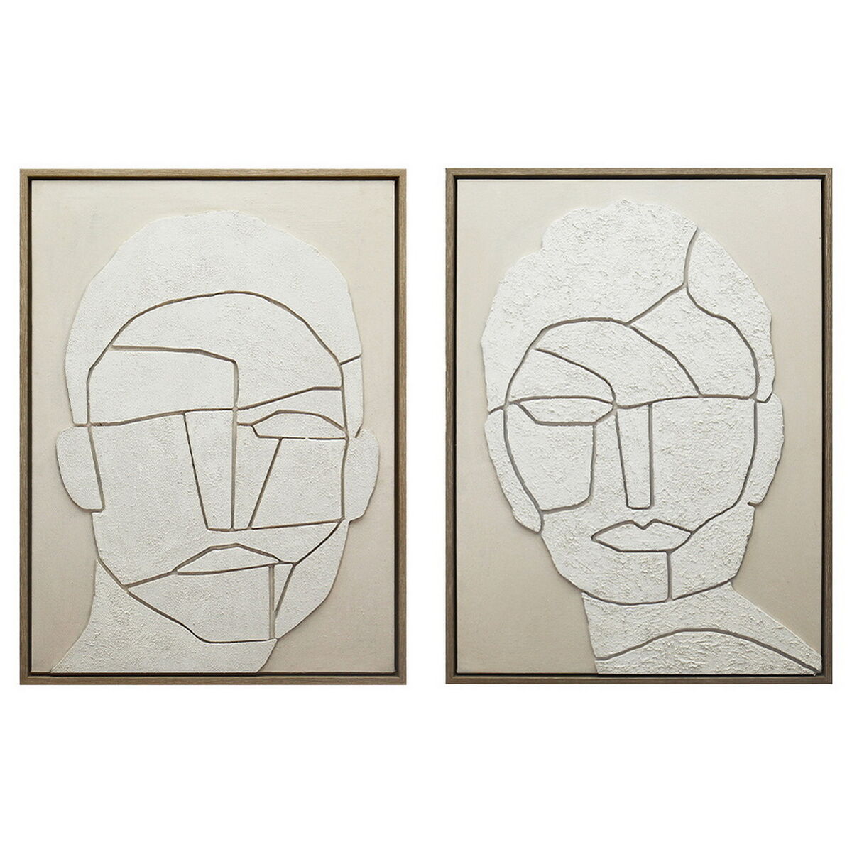 Canvas Home ESPRIT Wit Beige Personen Scandinavisch 60 X 3,8 X 80 CM (2 Stuks)