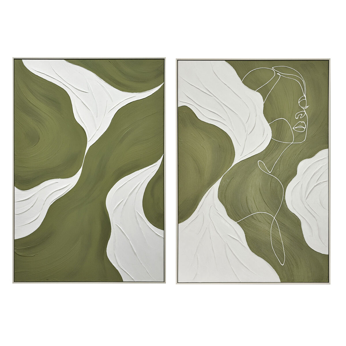 Schilderij Home ESPRIT Wit Groen Abstract Stads 80 x 4,3 x 120 cm (2 Stuks)