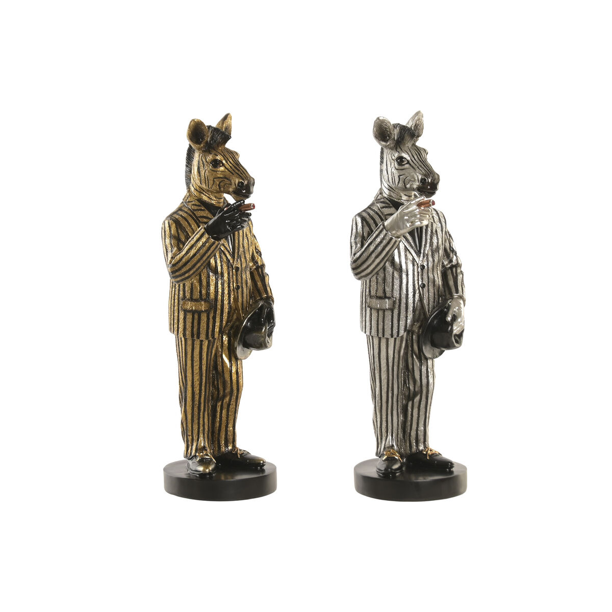 Decoratieve figuren Home ESPRIT Gouden Zilverkleurig Zebra Loft (2 Stuks)