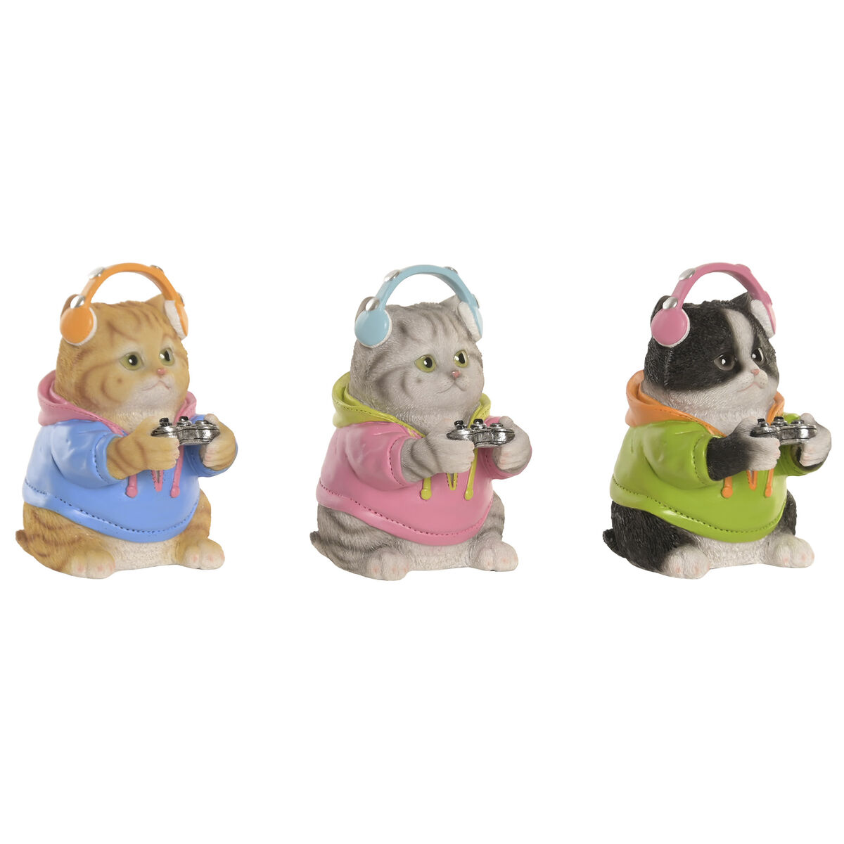 Decoratieve figuren Home ESPRIT Multicolour Kat (3 Stuks)