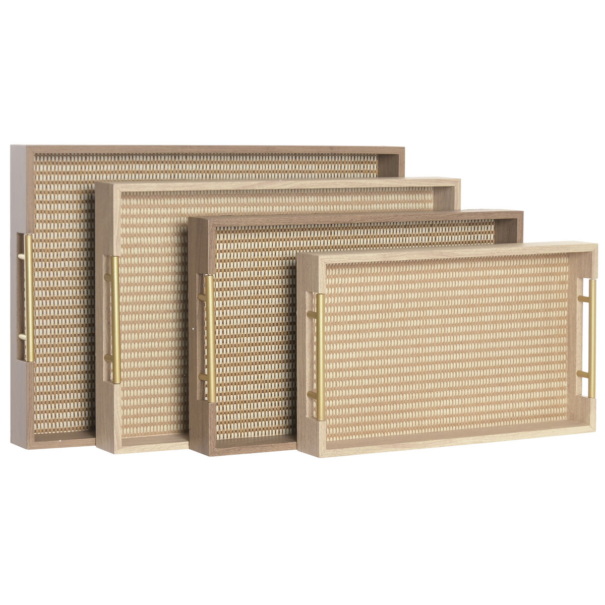 Set van trays Home ESPRIT Bruin Natuurlijk Traditioneel 52 X 36 X 5,5 CM (4)