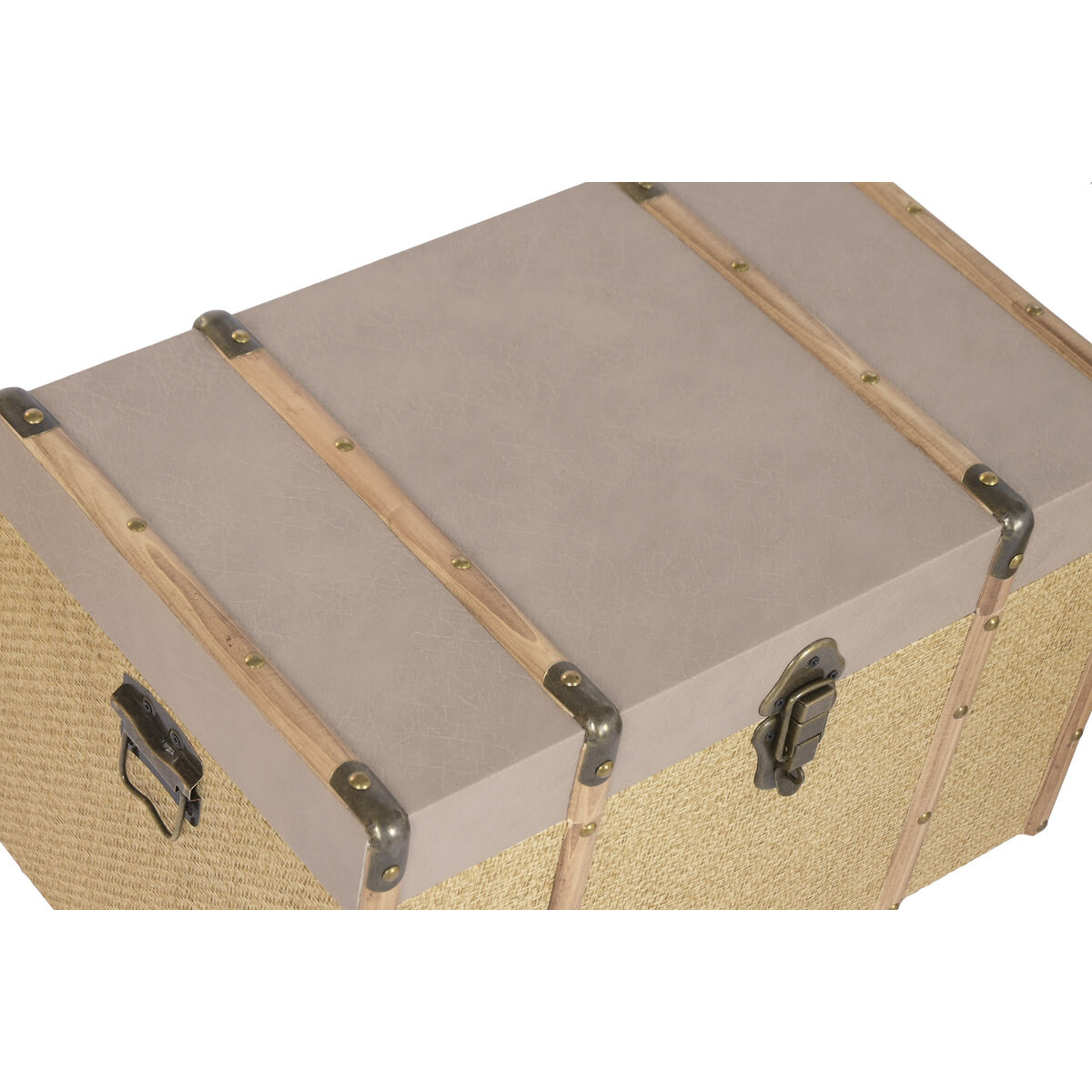 Kofferset Home ESPRIT Bruin Natuurlijk Polyurethaan Vezel Alpino 56 X 35 X 33 CM (3 Stuks)