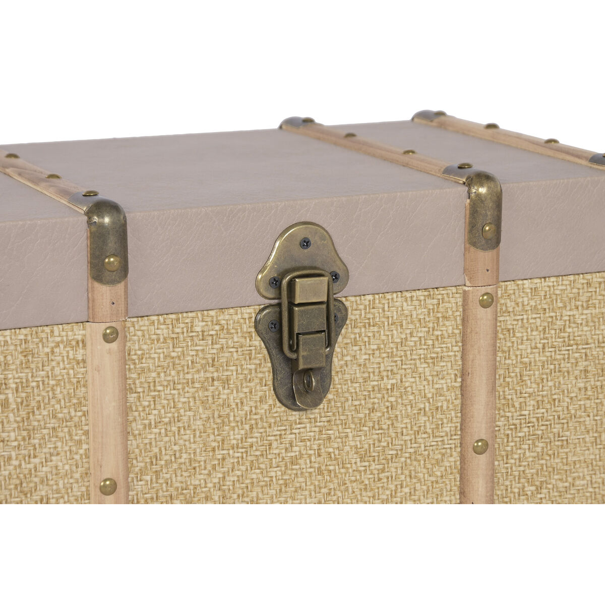 Kofferset Home ESPRIT Bruin Natuurlijk Polyurethaan Vezel Alpino 56 X 35 X 33 CM (3 Stuks)