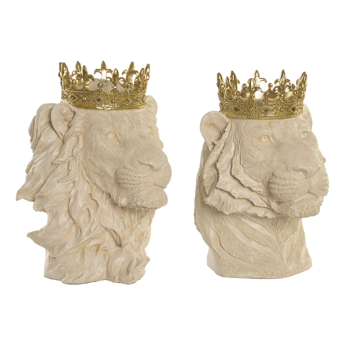 Decoratieve figuren Home ESPRIT Wit Gouden Tijger Leeuw (2 Stuks)