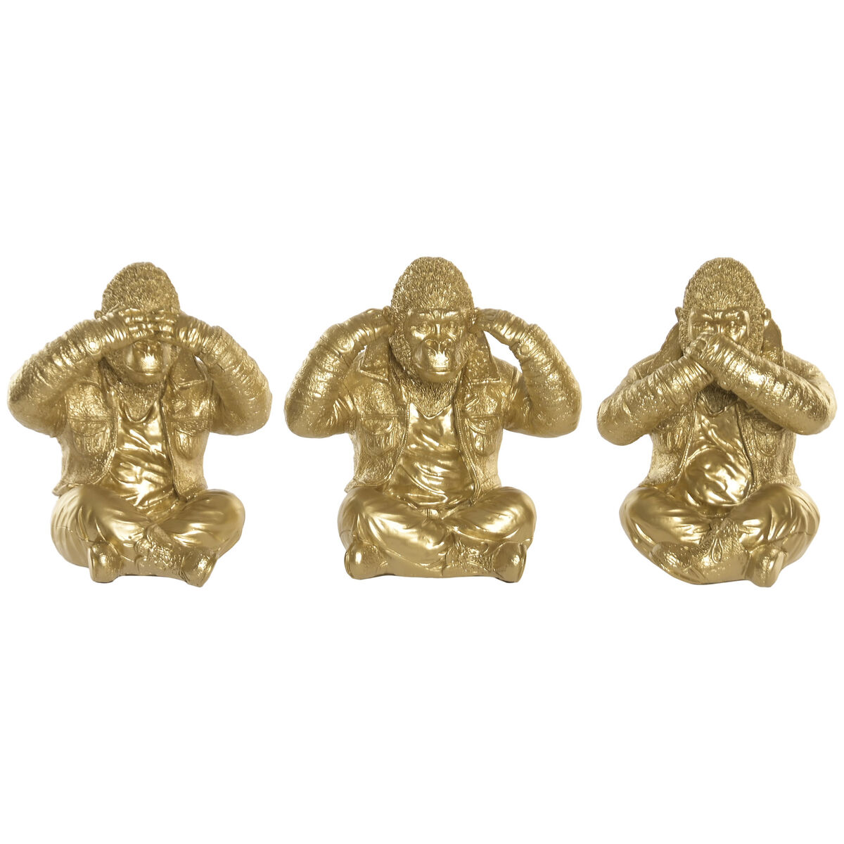 Decoratieve figuren Home ESPRIT Gouden Gorilla (3 Stuks)