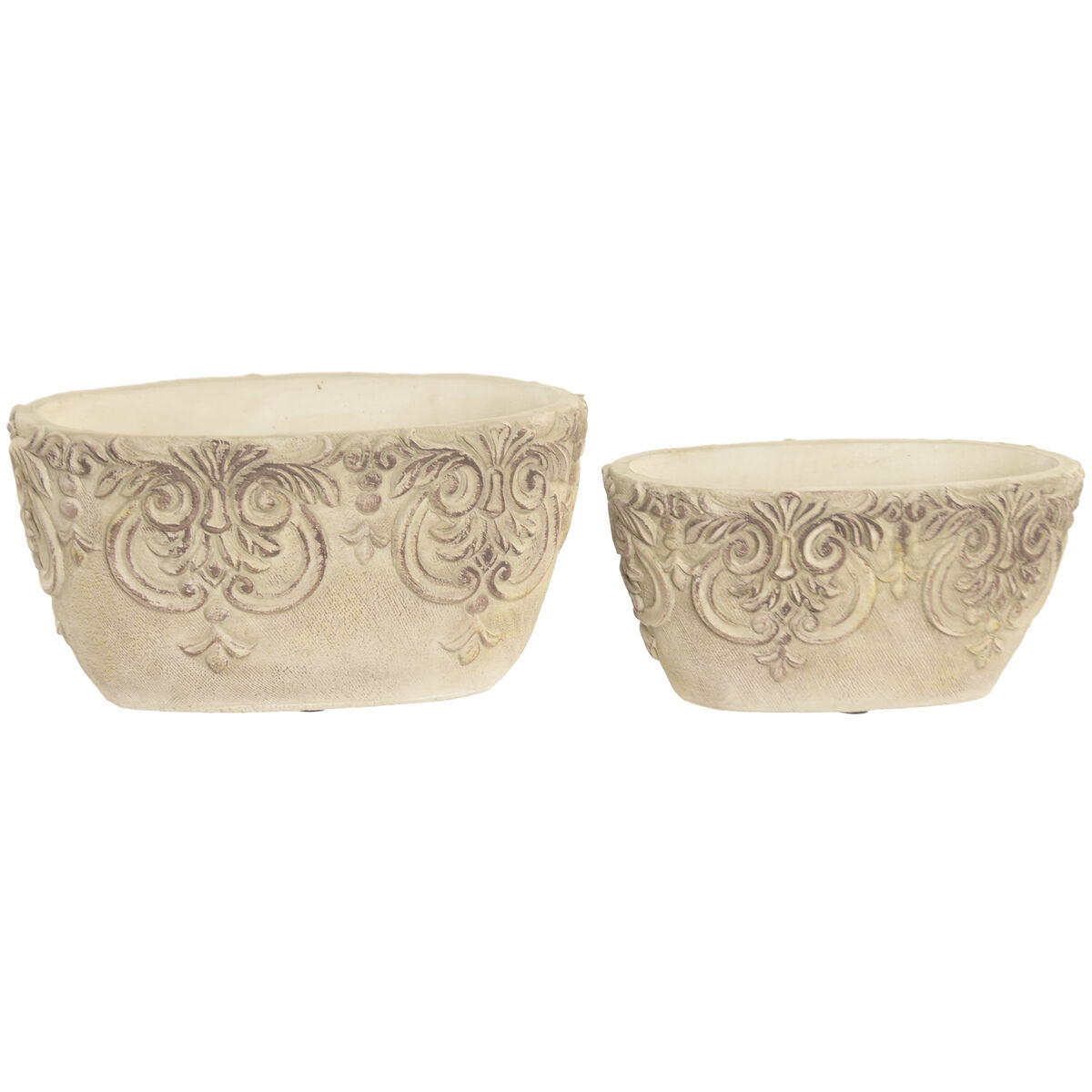 Middenstuk Home ESPRIT Wit Cement 22 x 14 x 11 cm (2 Stuks)