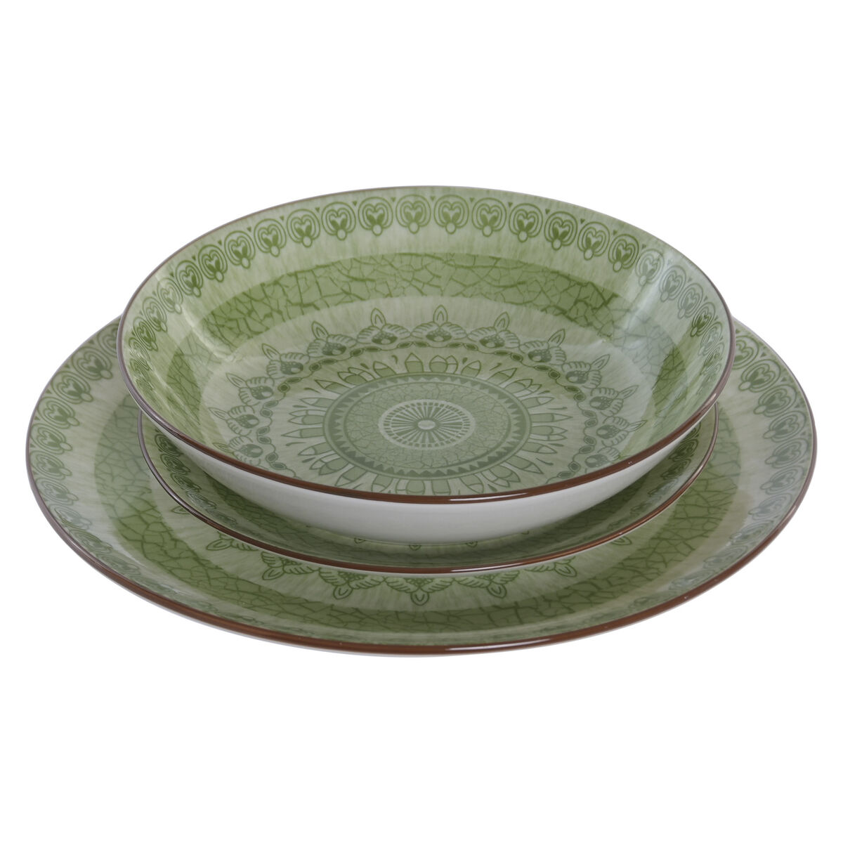 Dinnerware Set Home ESPRIT Green Porcelain Arab 18 Pieces, view 2