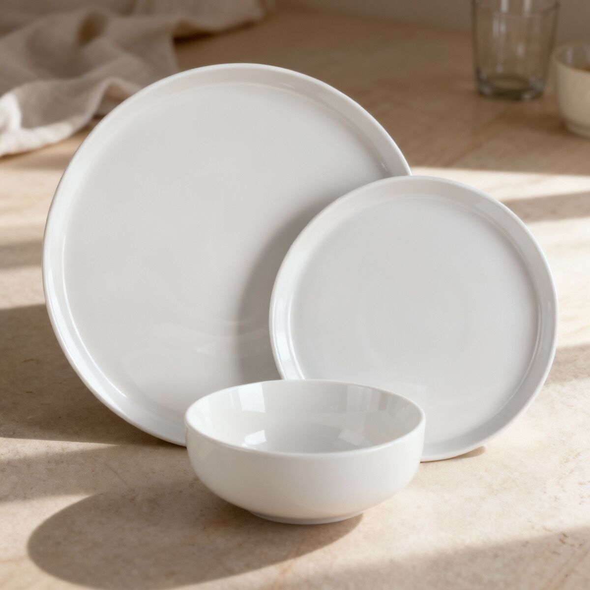 Dinnerware Set Home ESPRIT White Porcelain Modern 18 Pieces, view 2