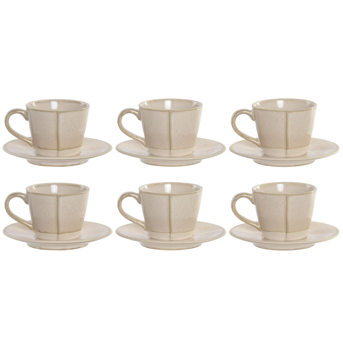 Piece Coffee Cup Set Home ESPRIT Beige Stoneware 90 ml 6 Pieces, view 2