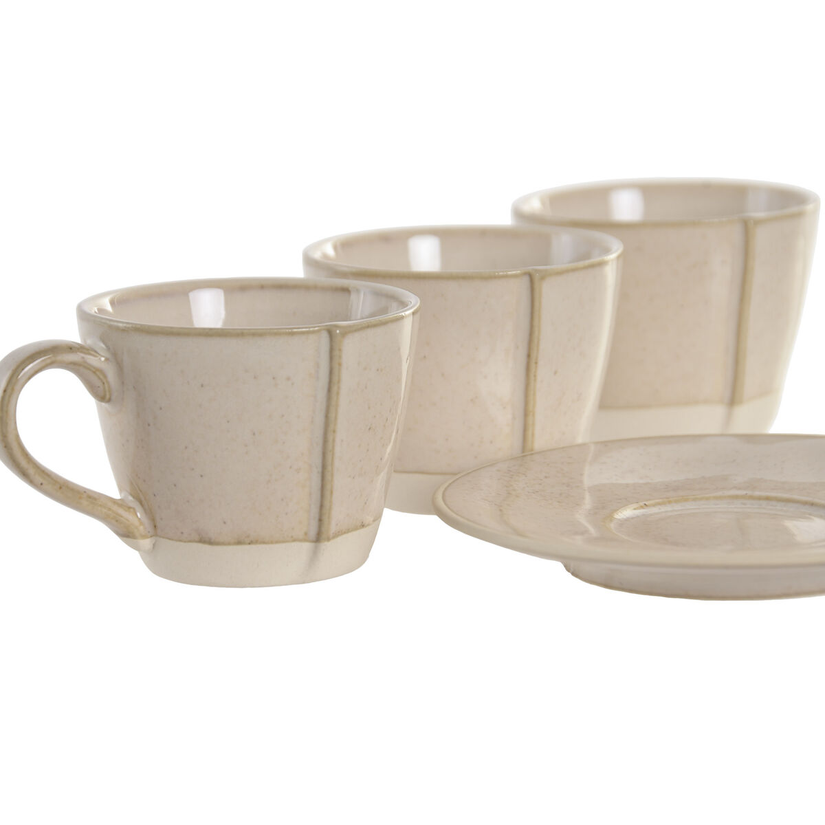 Piece Coffee Cup Set Home ESPRIT Beige Stoneware 90 ml 6 Pieces, view 3
