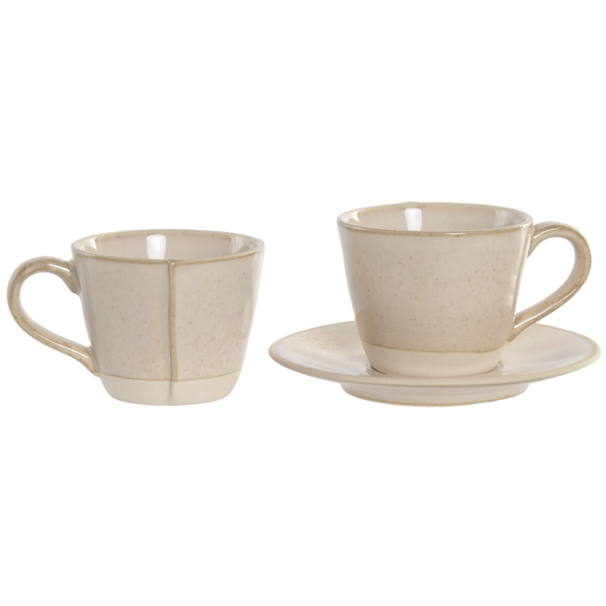 Piece Coffee Cup Set Home ESPRIT Beige Stoneware 90 ml 6 Pieces, view 5